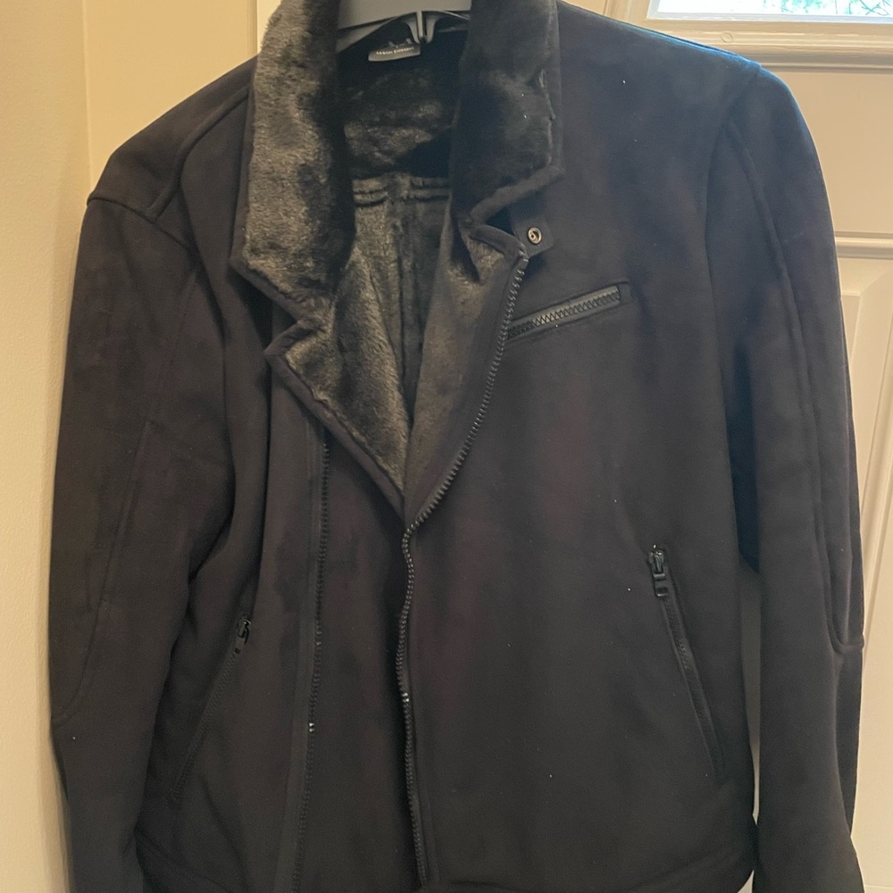 Mens faux fur large Armani exchange jacket
